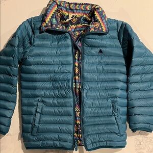 Burton Kids Teal Puffer Jacket with Patterned Lining